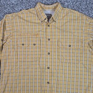 CABELA'S SAFARI SERIES Shirt Men's Size L Yellow Plaid Gorpcore Safaricore